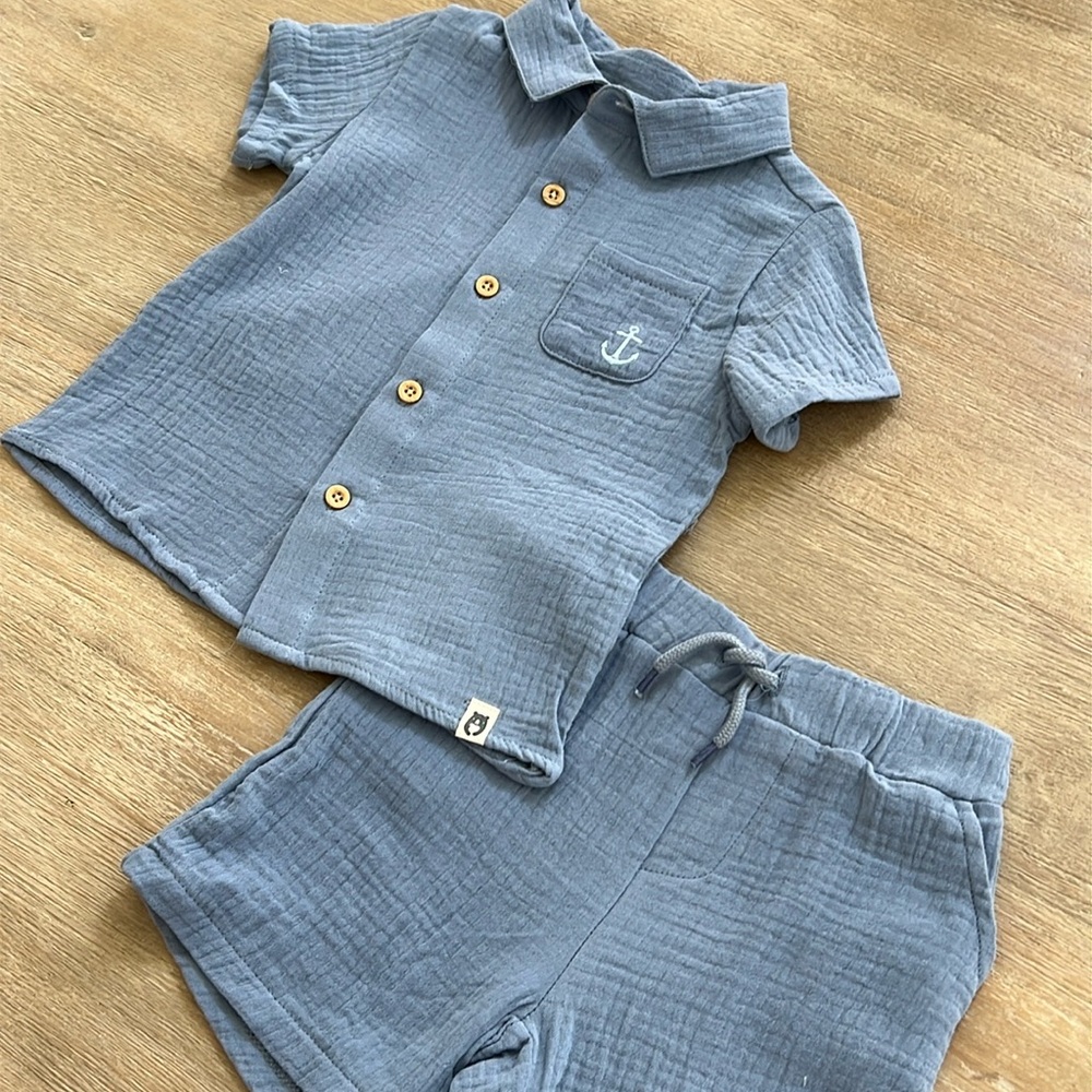 Rabbit + Bear Blue Anchor Resort Matching Set 3T - Picture 5 of 6